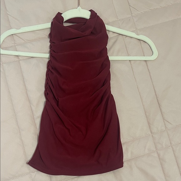 PrettyLittleThing Tops - PrettyLittleThing Burgundy Ruched Blouse